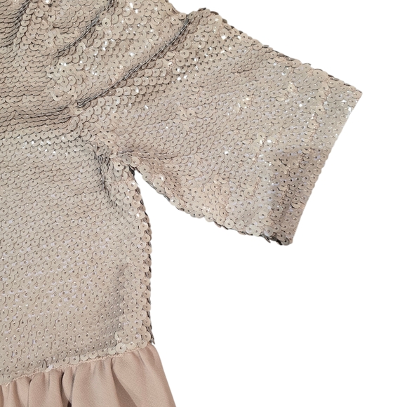 BCBGMaxAzria Kids Sequin Blazer with Ruffle Trim - Tan - Picture 2 of 4